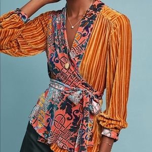*SOLD*Moulinette Soeurs orange Patchwork Wrap Top